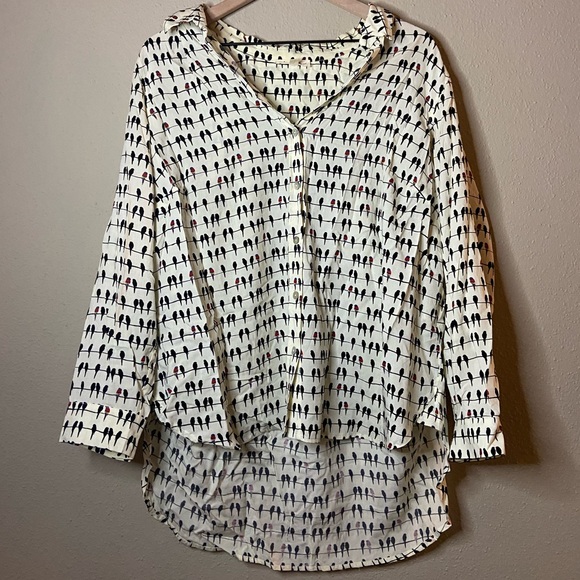 Jane and Delancey Tops - Jane & Delancey Long Sleeve Bird Button Down Blouse